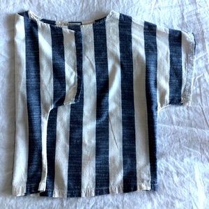 Black Crane linen stripe top t-shirt